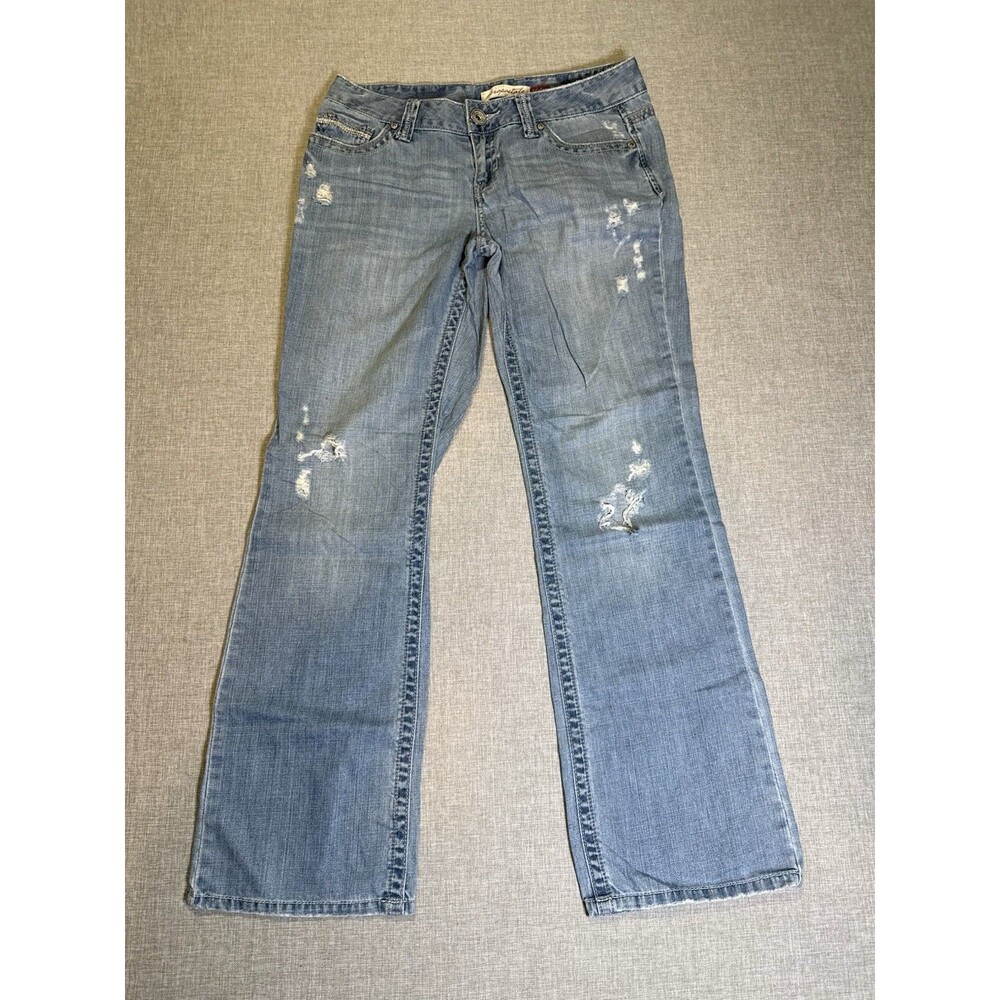 Aeropostale Chelsea Bootcut Jeans Distressed 9/10 Y2K Retro Aero Light Wash